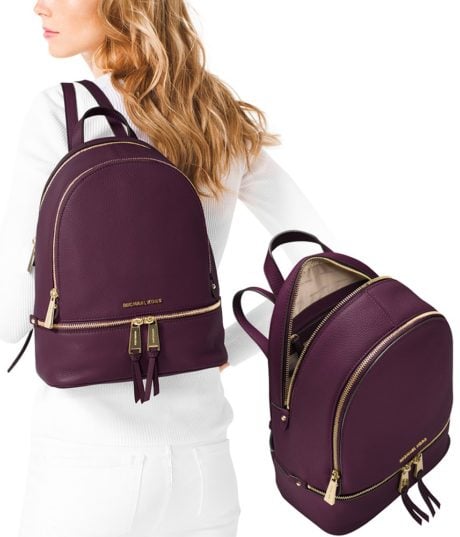 Sac &agrave; dos en cuir de vachette - Femme - Violet Fonc&eacute; - Michael KORS