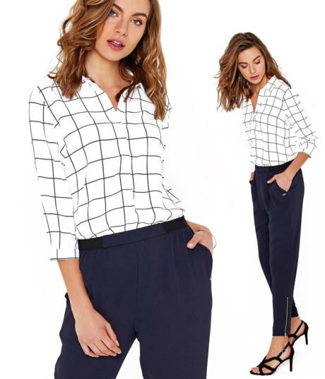 Chemisier Jaune à Carreaux Donna B. - Taille 48 - Occasion Très Bon état - Style Blouse