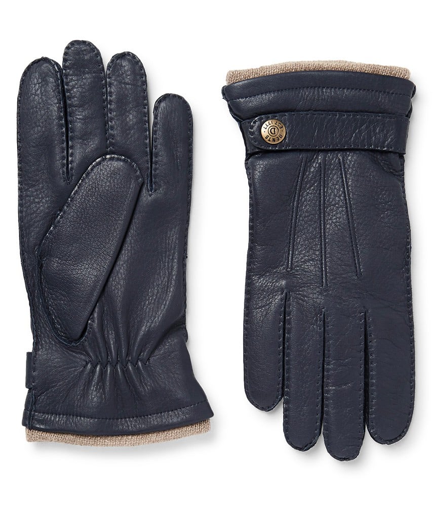 - Gants en cuir pour Homme - Coloris Bleu - Intérieur Cachemire - DENTS