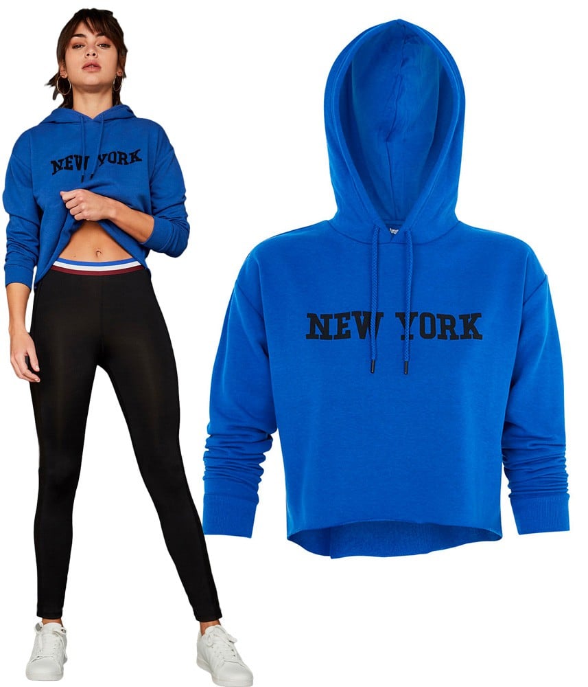 Sweat court à capuche et bord franc – Bleu électrique « NEW YORK » – Spécial Sport – UNDIZ