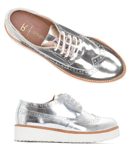 Chaussures Derby &agrave; lacets pour femme - Coloris Argent M&eacute;tallis&eacute; - MADEMOISELLE R