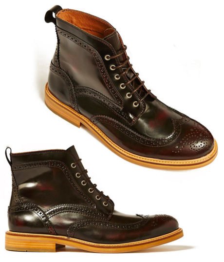 Boots Richelieu en cuir vernis Rouge Bordeaux - Homme - TOPMAN