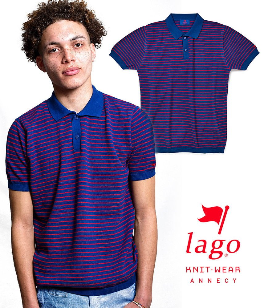 - Polo Homme Bleu à rayures Rouge - Made In Italy - OFFSHORE LAGO