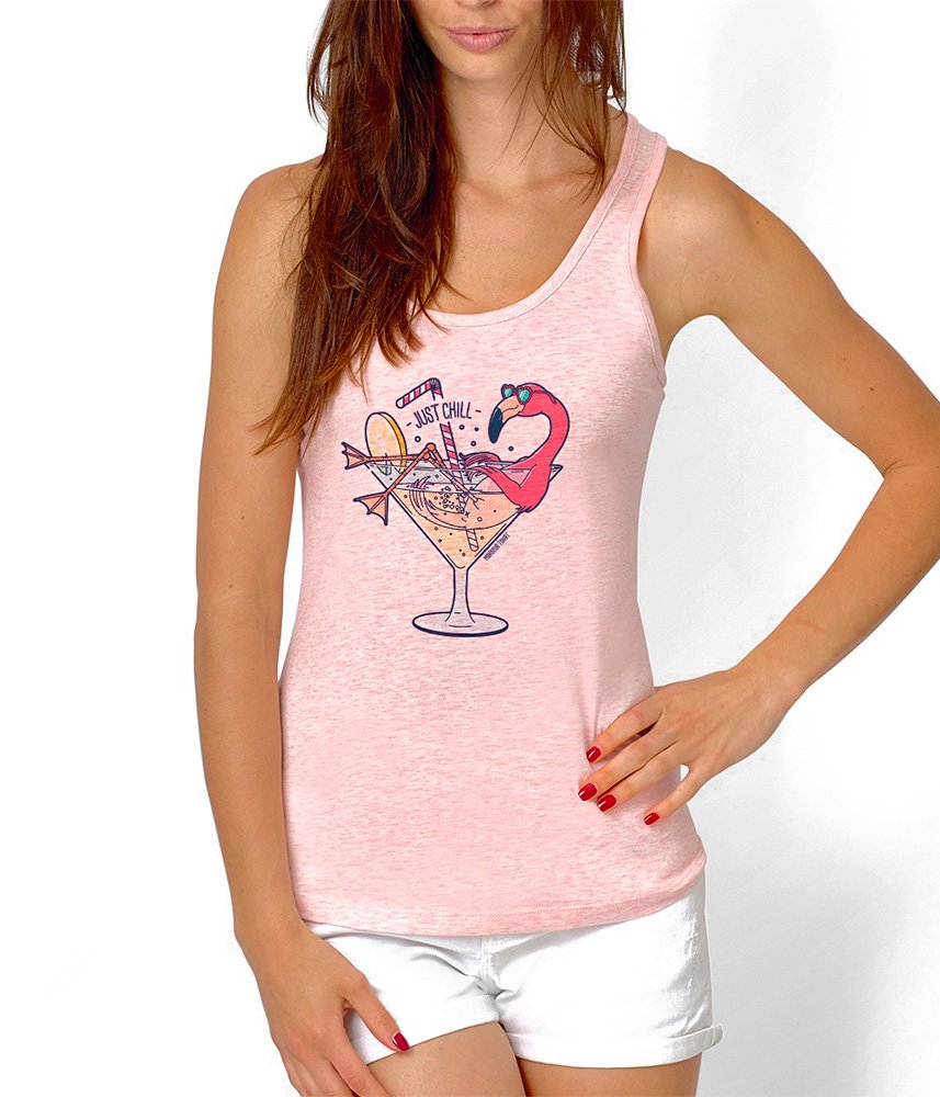 - Débardeur estival pour femme - motif Flamant rose - Madame TSHIRT