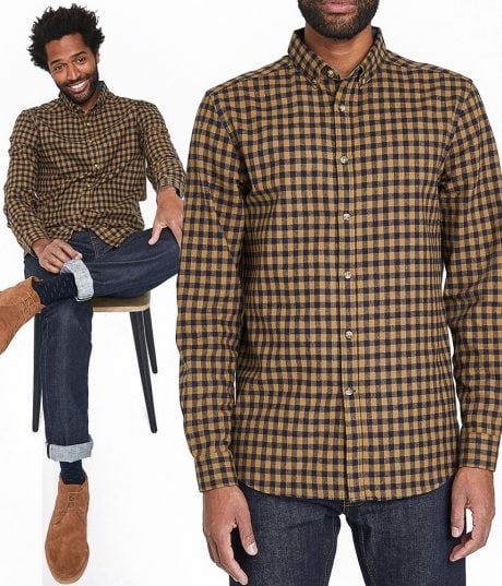 Chemise en flanelle pour Homme - Imprim&eacute; &agrave; Carreaux fa&ccedil;on Hipster - Bleu / Jaune - BRICE