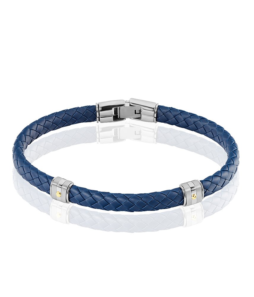 Bracelet Tressé Cuir Et Acier Inoxydable - Unisexe Noir à Fermoir Magnétique