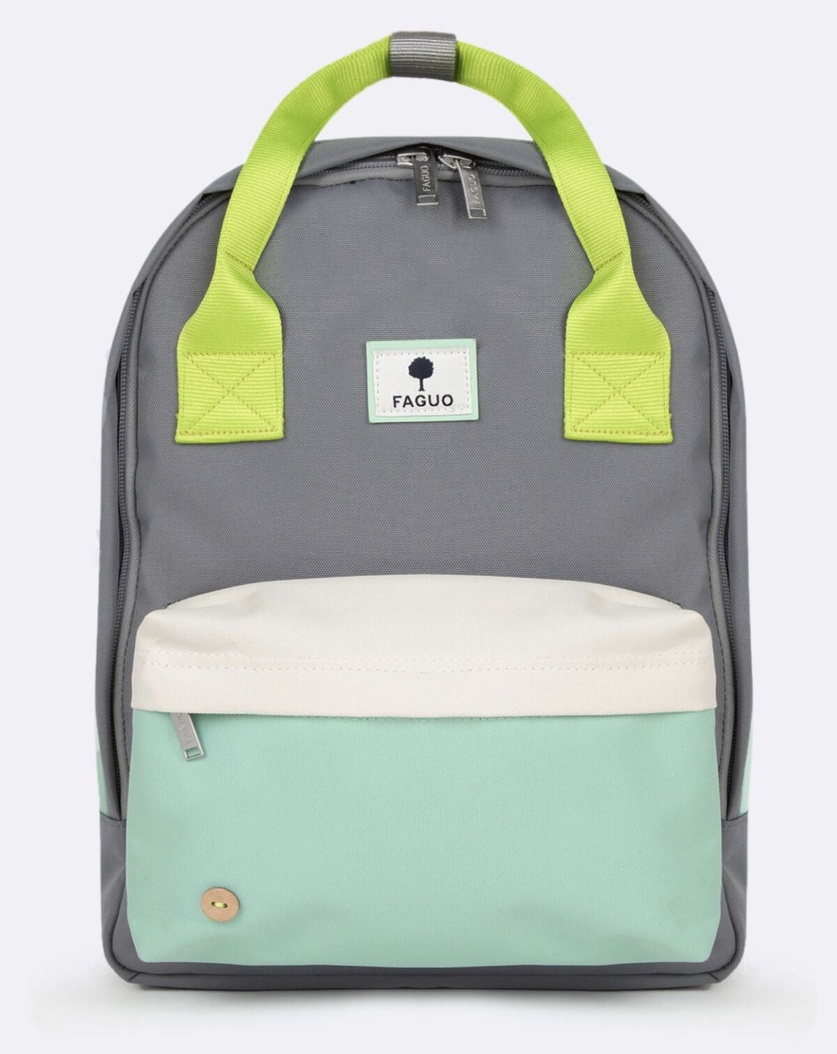 Sac à dos moderne pour homme - Sac à Dos en polyester recyclé - Gris Vert Blanc - FAGUO