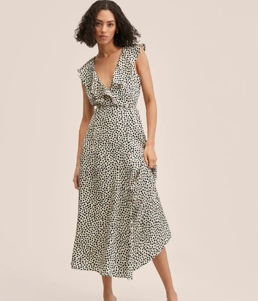 Robe à volant évasée à pois – LOLA