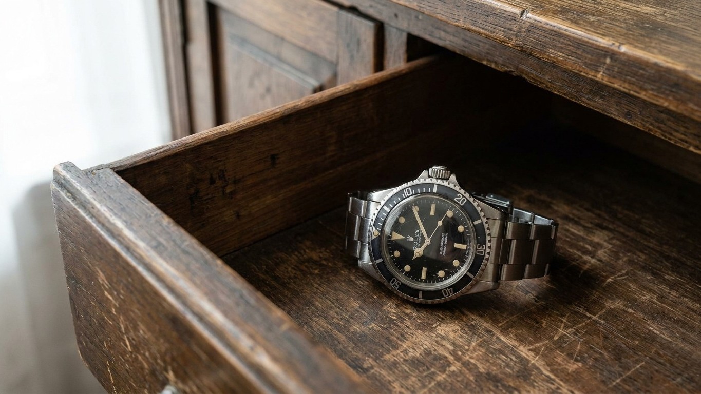 Dans le tiroir d'une commode dormait depuis 1995 une montre en acier que les vitrines s'arrachent aujourd'hui bien au-dess...