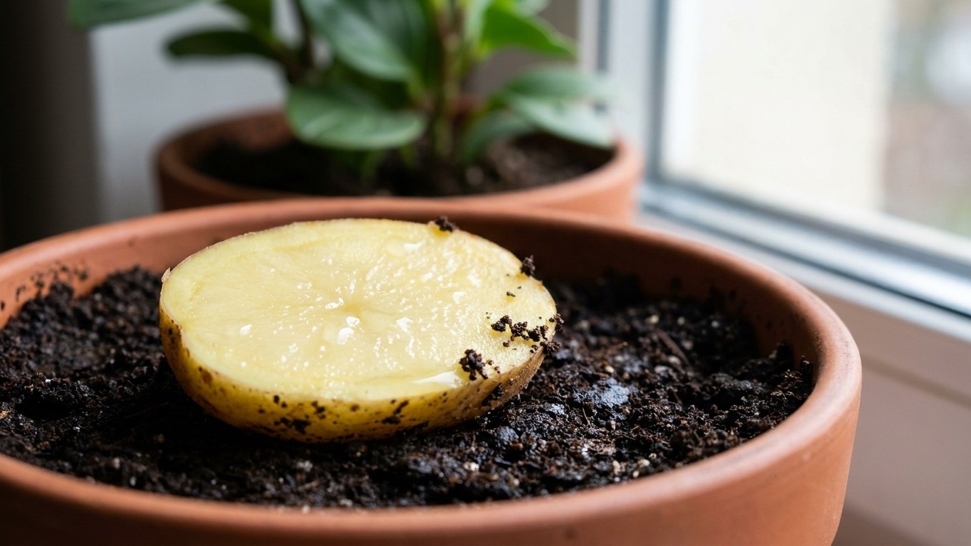 Enfoncez un morceau de pomme de terre crue dans le terreau de vos plantes et soulevez-le deux jours plus tard : c'est le t...