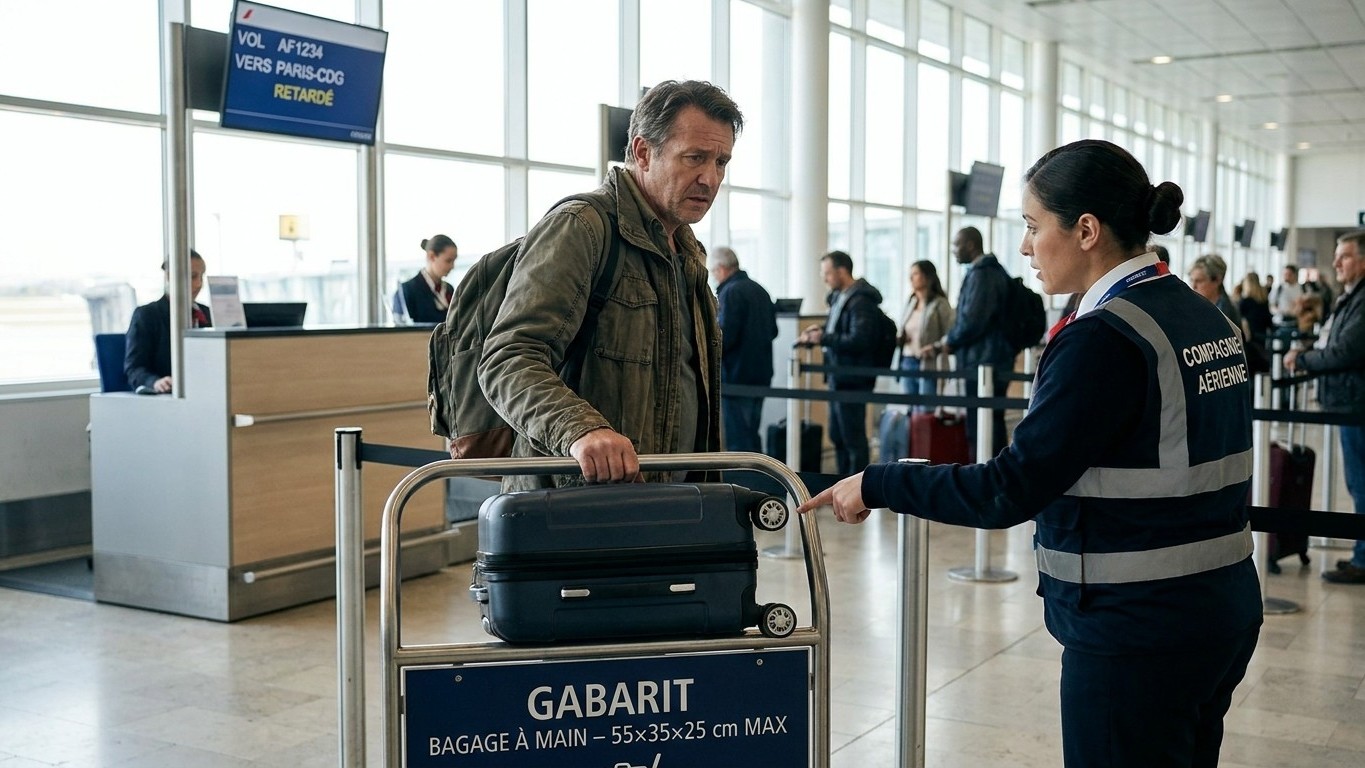 J'ai gardé mon petit sac à roulettes en cabine juste pour éviter les frais de bagage : à la porte, on me l'a facturé plus ...