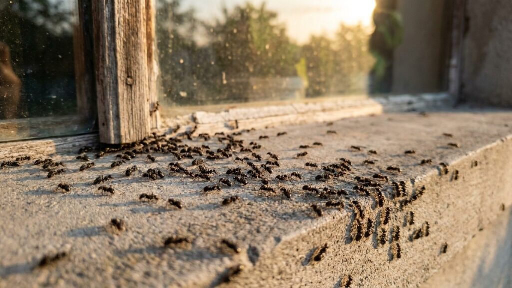 J'ai ouvert grand mes fenêtres un soir d'août lourd juste pour faire entrer un peu d'air : au matin, le rebord était noir ...