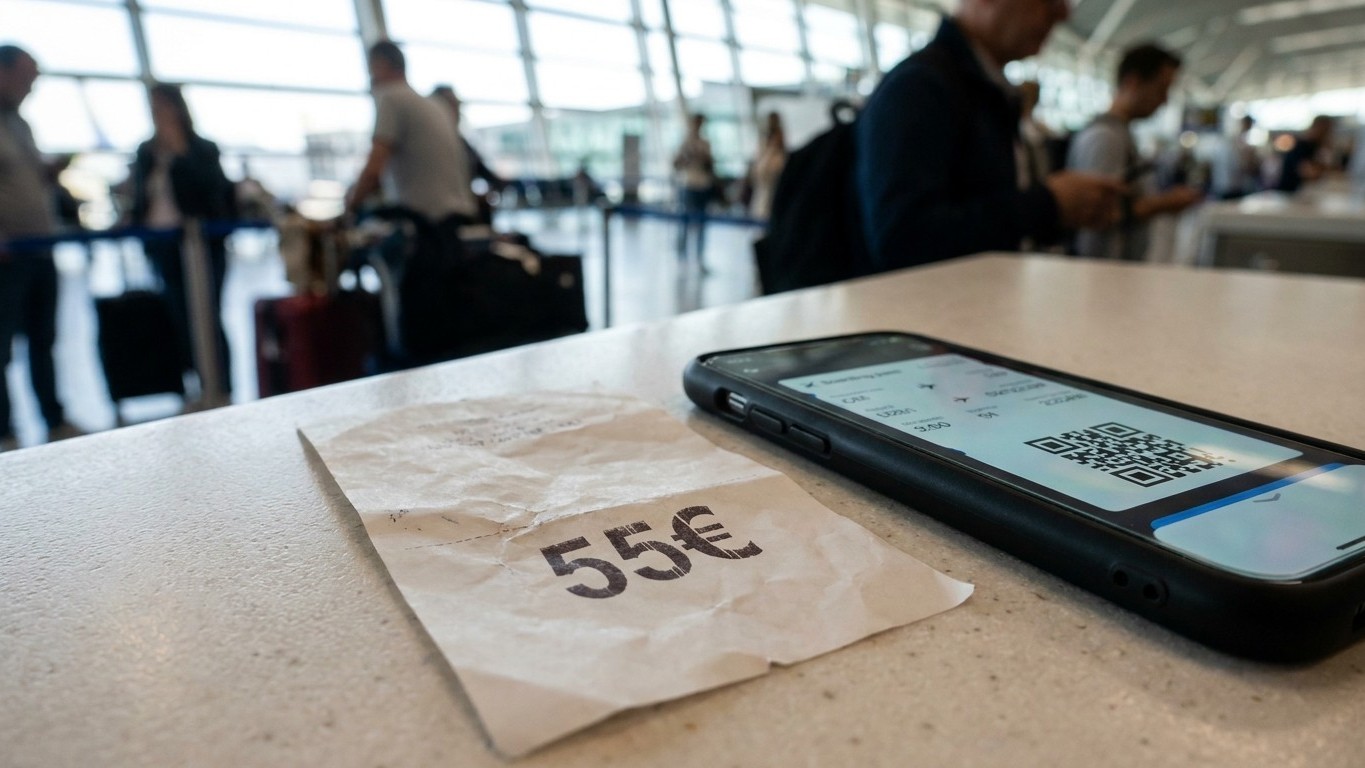 J'ai payé 55 euros pour une simple feuille imprimée au comptoir : la même chose m'attendait gratuitement sur mon téléphone...