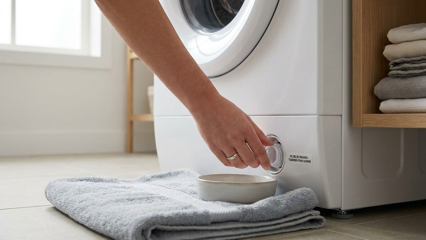 « Je pensais que mon lave-linge se nettoyait tout seul » : pourquoi ce petit bouchon en bas à droite finit toujours par bl...