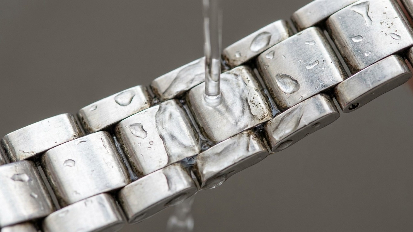 Le bracelet en acier de votre montre passe sous le robinet tous les jours : ce qui s'accumule entre les maillons ne part p...