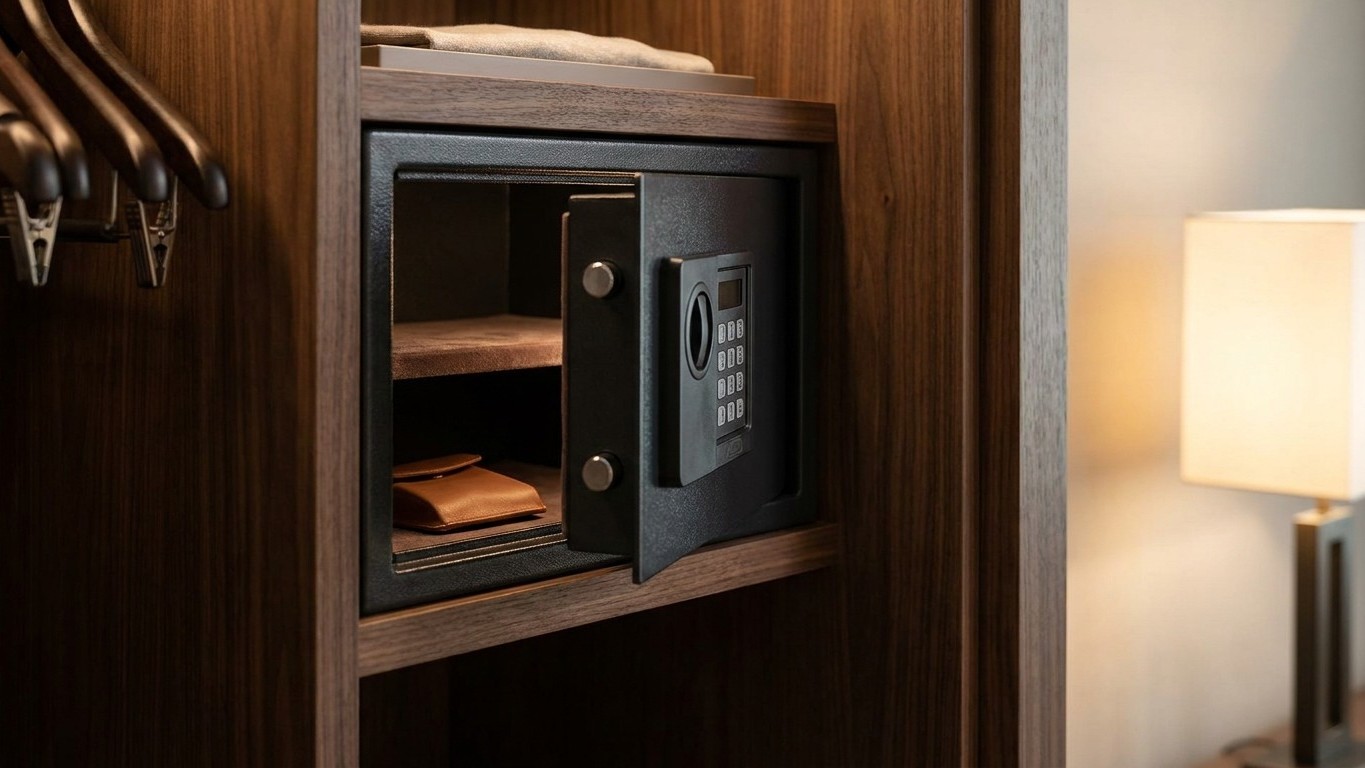 On s'obstine tous à vérifier que la porte de la chambre d'hôtel est bien verrouillée, alors que c'est ce petit meuble au f...