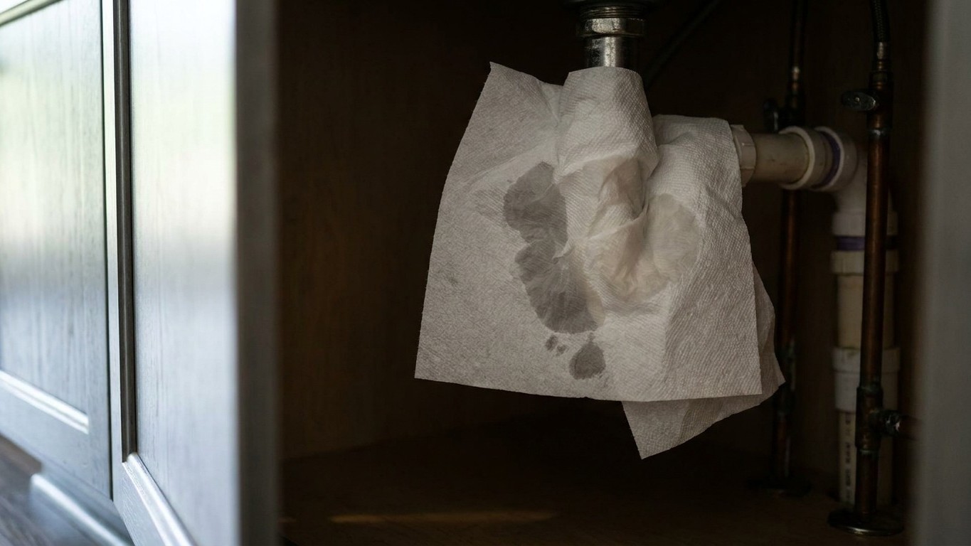 Passez une feuille de papier absorbant autour du raccord sous votre évier et revenez le lendemain : c'est le test que les ...
