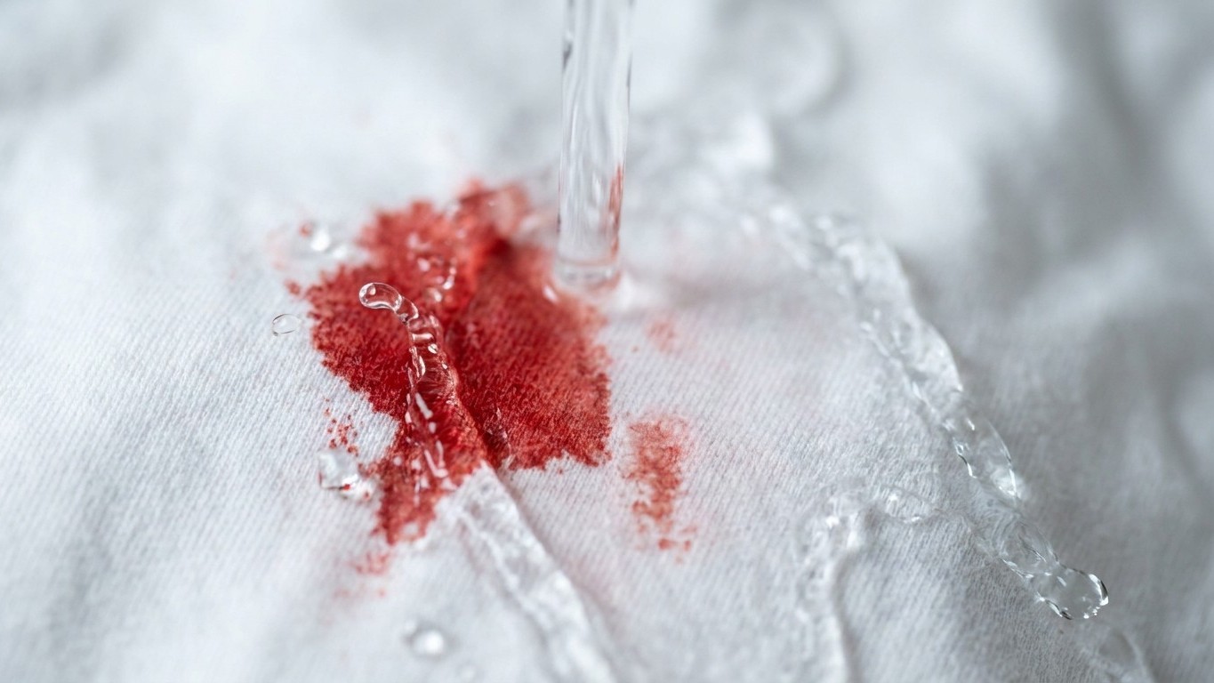 J'ai frotté cette tache de sang à l'eau chaude juste pour la faire partir plus vite : à la sortie du tambour, j'ai compris...