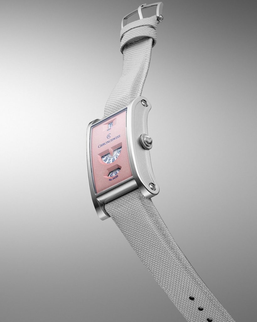 Chronoswiss bouscule les codes de l’horlogerie avec cette étonnante montre mécanique au cadran pastel - - 5MB LQ Side levitation rose 2 4x5 4 5