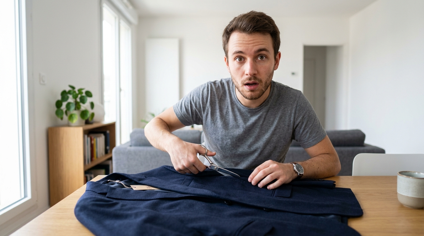 Ces poches cousues sur votre veste neuve cachent un détail à ne pas ignorer avant de les découdre