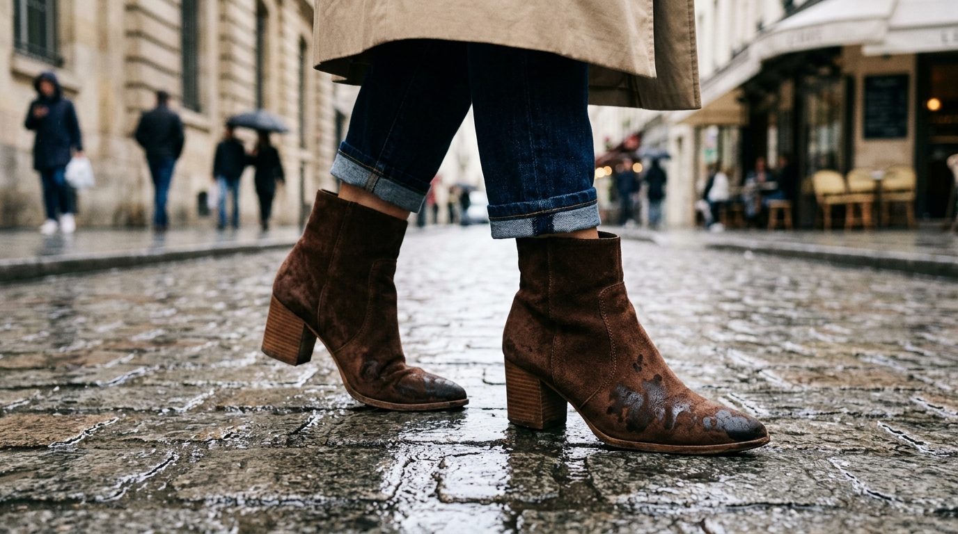 Vos bottines en daim ont pris la pluie ? Attention, ce réflexe pourrait incruster la tache pour de bon…
