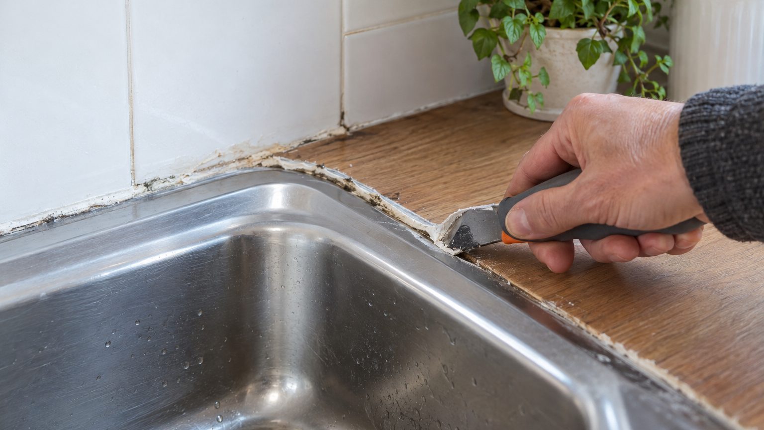 Si le joint autour de votre évier noircit à nouveau quelques jours après l’eau de Javel, ce n’est pas l’humidité de la cuisine : c’est ce qui s’est ancré à l’intérieur du silicone